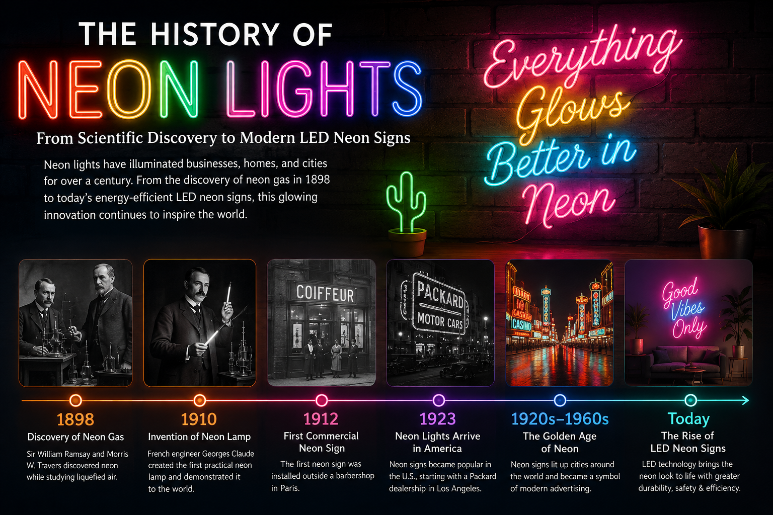 The History of Neon Lights: From Scientific Discovery to Modern Custom Neon Signs